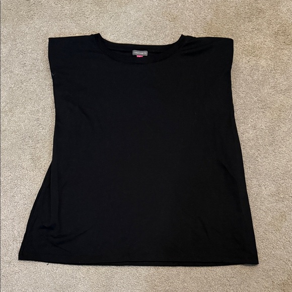 Vince Camuto Black Sleeveless Tee with Shoulder Pads - Picture 1 of 8